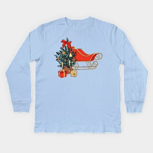 Christmas sleigh red Kids Long Sleeve T-Shirt